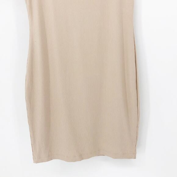 GUESS Women's Essentials Lana Dress XL Beige Short Sleeves Bodycon Cut Out NWT - Picture 8 of 11